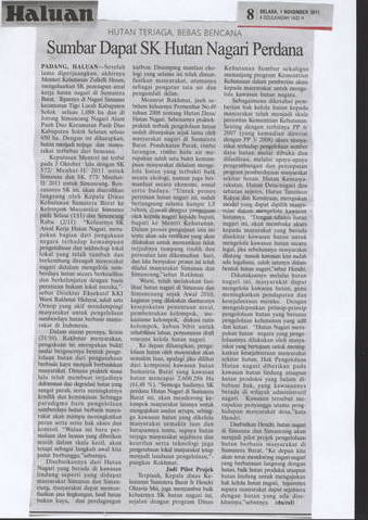 Sumbar dapat SK Hutan Nagari pertama